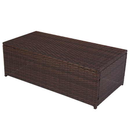 Table basse RomV, polyrotin, aluminium 37x111x58cm - marron, plateau PE