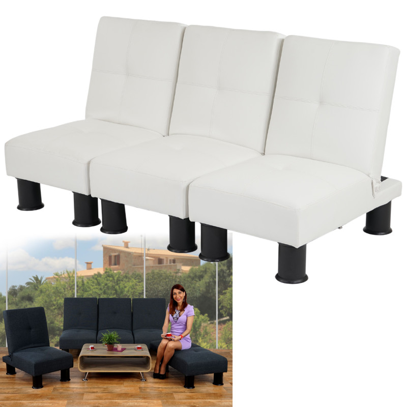 Canapé relax convertible lit d'amis lit d'appoint Melbourne II - similicuir, blanc