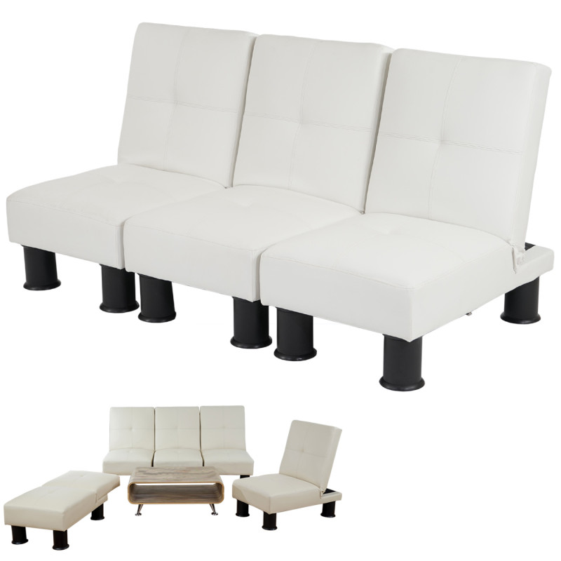 Canapé relax convertible lit d'amis lit d'appoint Melbourne II - similicuir, blanc