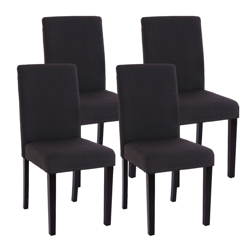 Lot de 4 chaises de séjour Littau - tissu noir gris, pieds foncés