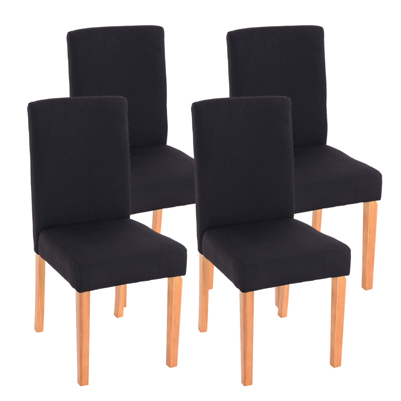 Lot de 4 chaises de salle à manger Littau - tissu, noir, pieds clairs