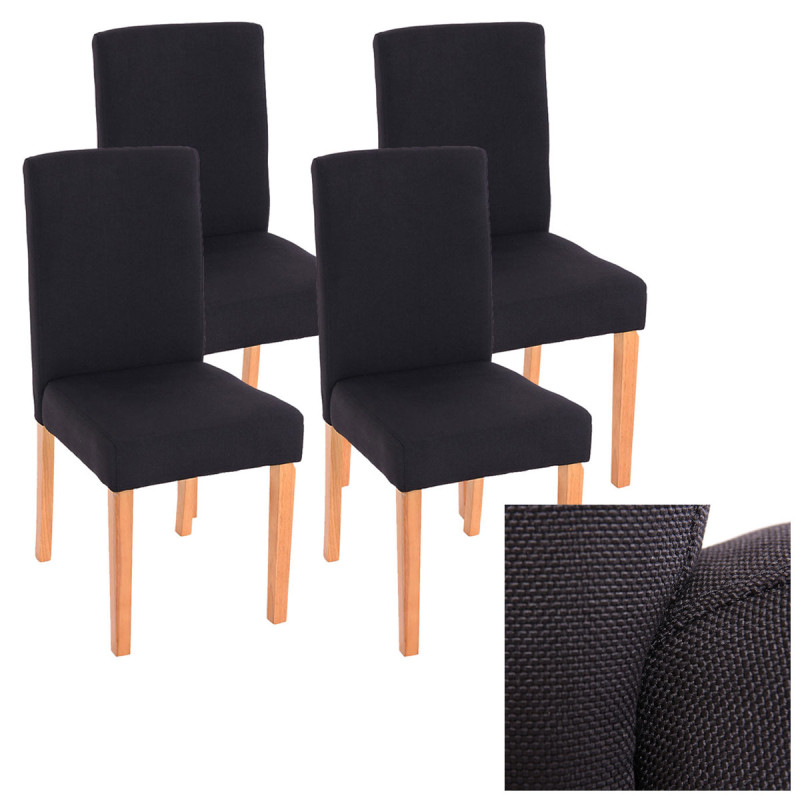 Lot de 4 chaises de salle à manger Littau - tissu, noir, pieds clairs