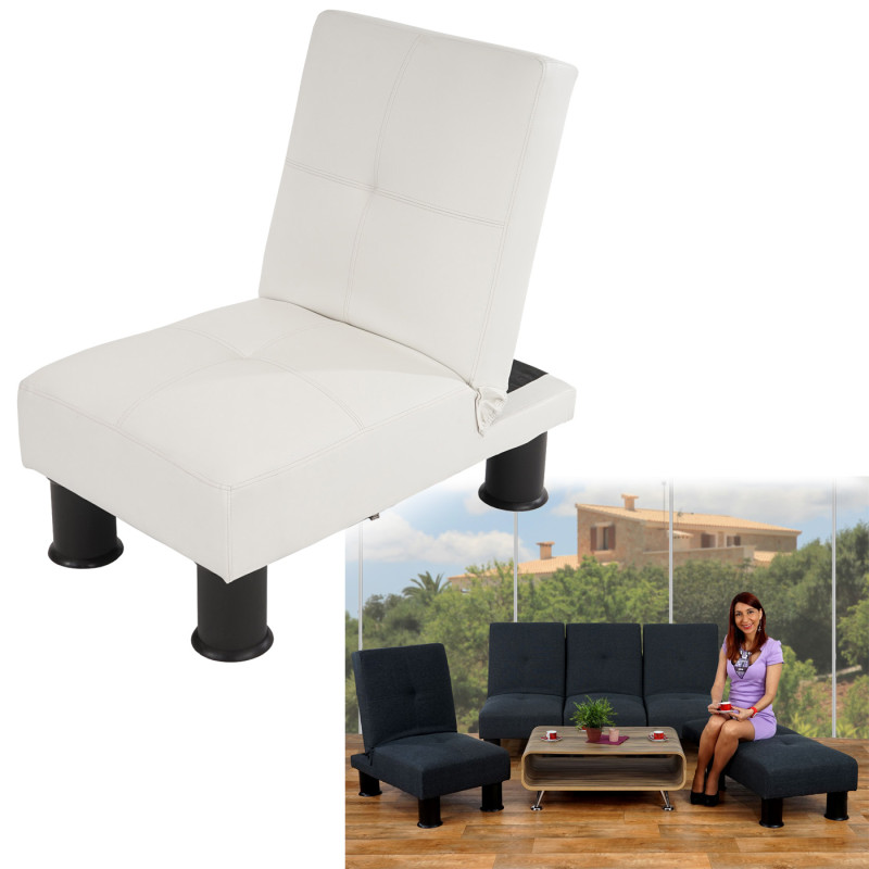 Fauteuil relax Canapé convertible lit d'amis lit d'appoint Melbourne II - similicuir, blanc