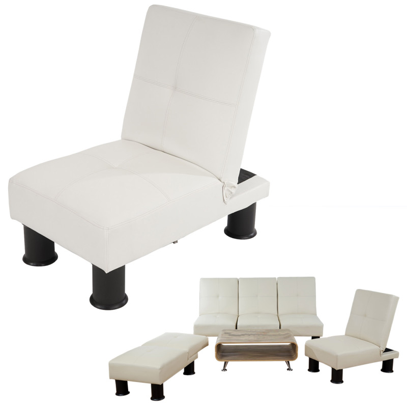 Fauteuil relax Canapé convertible lit d'amis lit d'appoint Melbourne II - similicuir, blanc