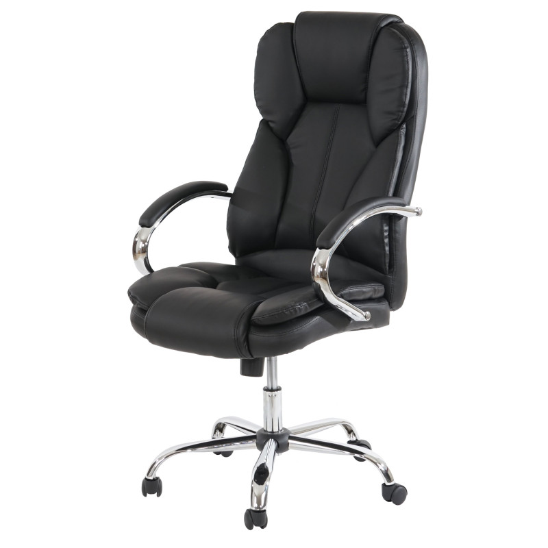 Fauteuil de bureau américain Kansas XXL, fauteuil manager, charge 150kg, similicuir - noir