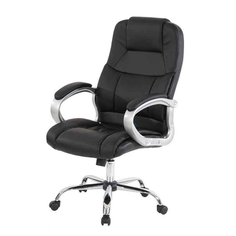 Fauteuil de bureau américain Boston XXL, charge 150kg, similicuir - noir