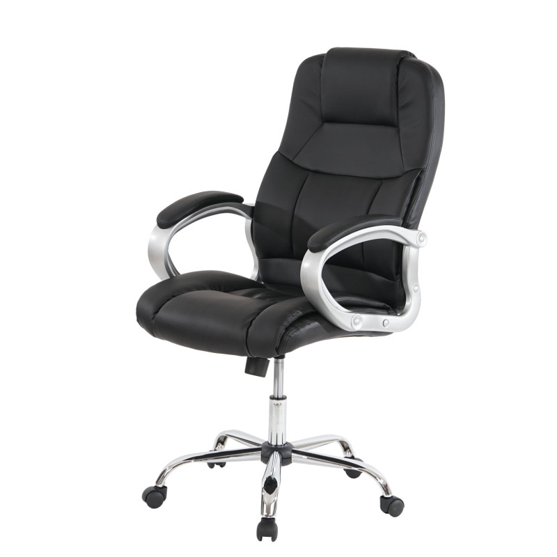 Fauteuil de bureau américain Boston XXL, charge 150kg, similicuir - noir