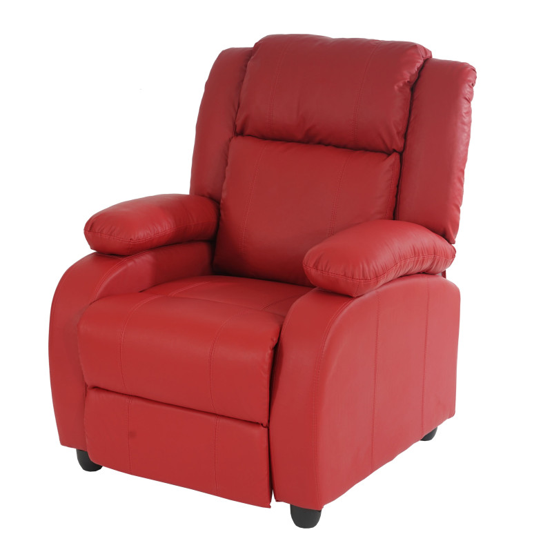 Fauteuil de télévision, fauteuil relax Lincoln, relaxation, similicuir - rouge