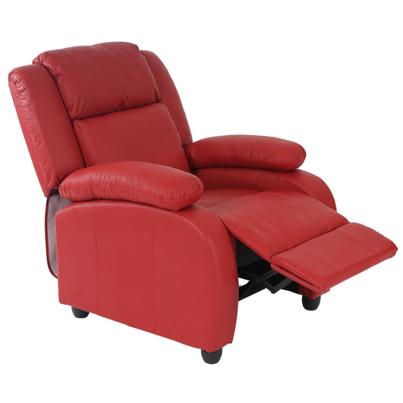 Fauteuil de télévision, fauteuil relax Lincoln, relaxation, similicuir - rouge