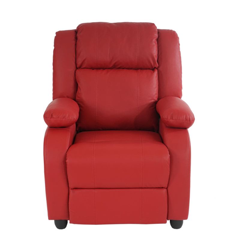 Fauteuil de télévision, fauteuil relax Lincoln, relaxation, similicuir - rouge