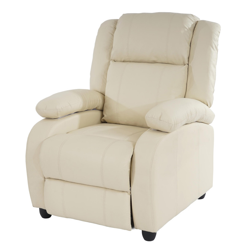 Fauteuil de télévision, fauteuil relax Lincoln, relaxation, similicuir - crème