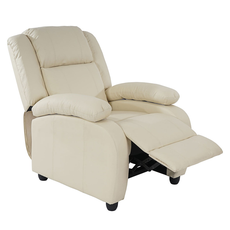 Fauteuil de télévision, fauteuil relax Lincoln, relaxation, similicuir - crème