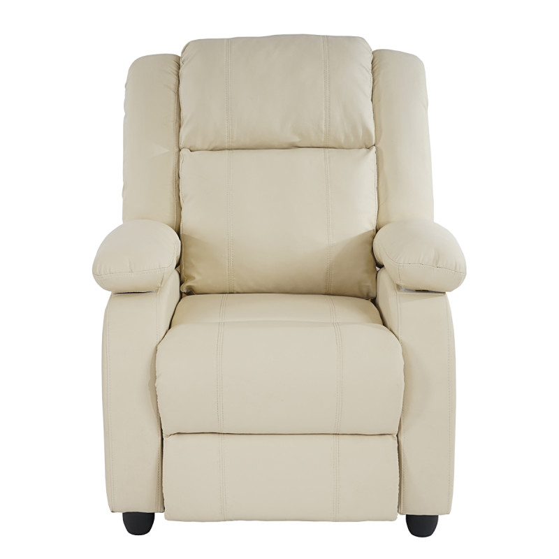 Fauteuil de télévision, fauteuil relax Lincoln, relaxation, similicuir - crème