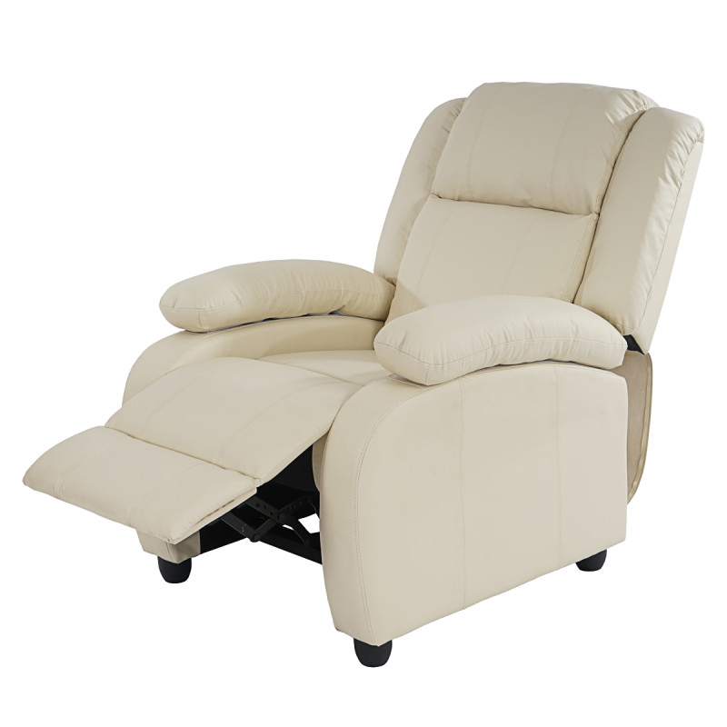 Fauteuil de télévision, fauteuil relax Lincoln, relaxation, similicuir - crème