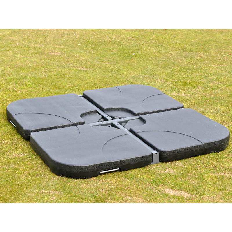 Lot de 4 dalles à lester, pied de parasol, remplissable, 65kg