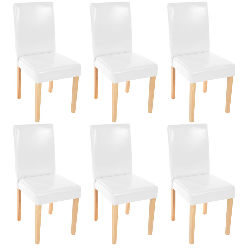 Lot de 6 chaises de séjour Littau -simili-cuir, blanc, pieds clairs