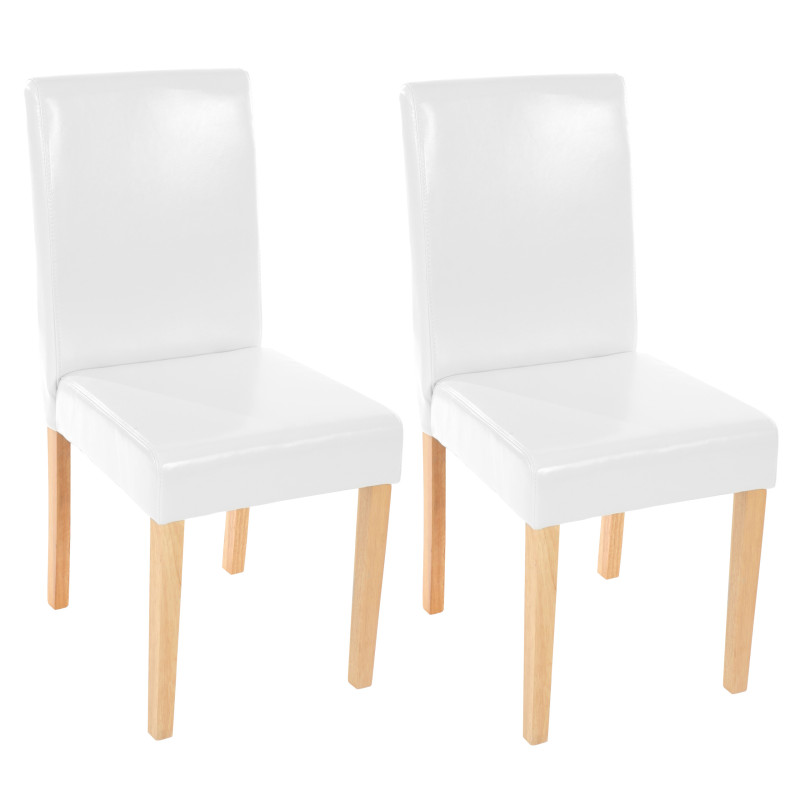 Lot de 6 chaises de séjour Littau -simili-cuir, blanc, pieds clairs