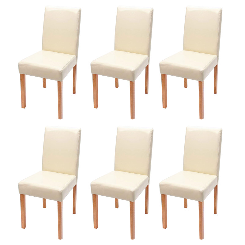 Lot de 6 chaises de séjour Littau -simili-cuir, crème, pieds clairs
