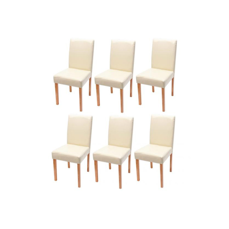 Lot de 6 chaises de séjour Littau -simili-cuir, crème, pieds clairs