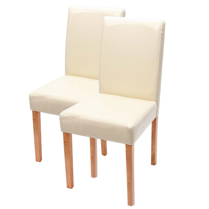 Lot de 6 chaises de séjour Littau -simili-cuir, crème, pieds clairs