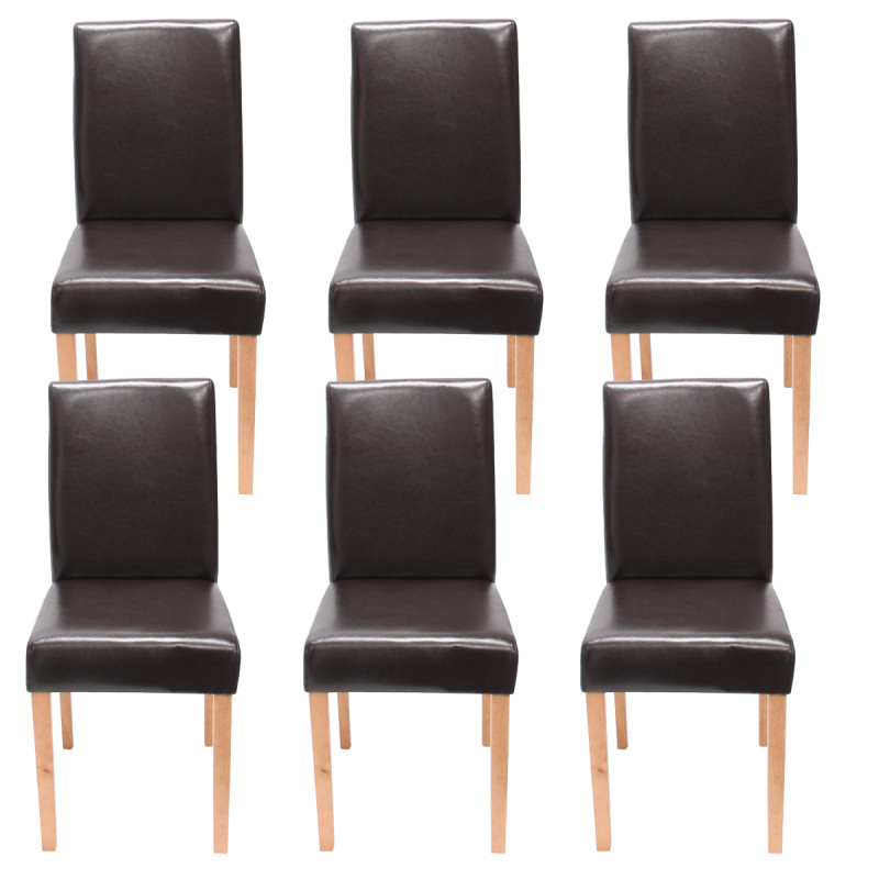 Lot de 6 chaises de séjour Littau -simili-cuir, marron, pieds clairs