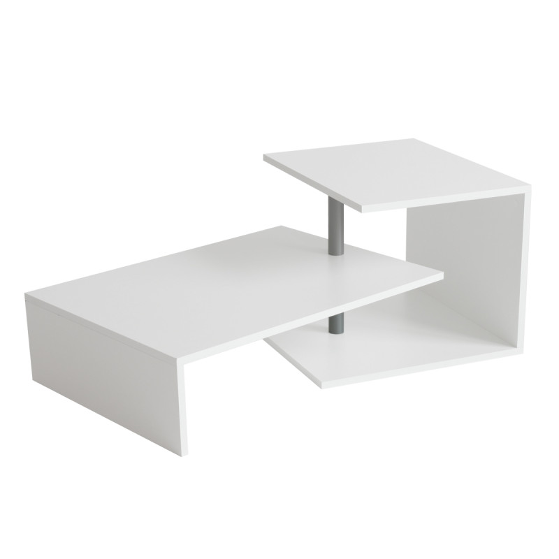 Table basse design Aalborg salon table d'appoint, laquée blanc, 60x43x110cm