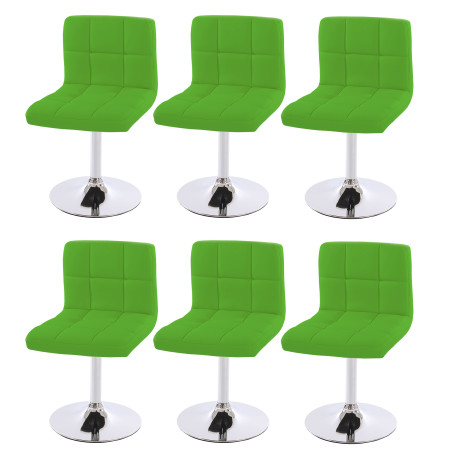 Lot de 6 chaises de salle à manger Kavala, pivotante, similicuir, vert