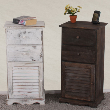 Commode / armoire, 2 tiroirs, 1 porte, 40x32x80cm, shabby, vintage, blanc