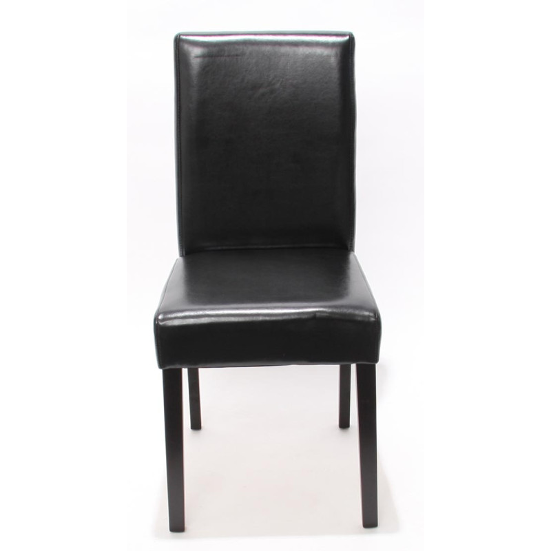 Lot de 4 chaises de séjour Littau, cuir reconstitué, noir, pieds foncés