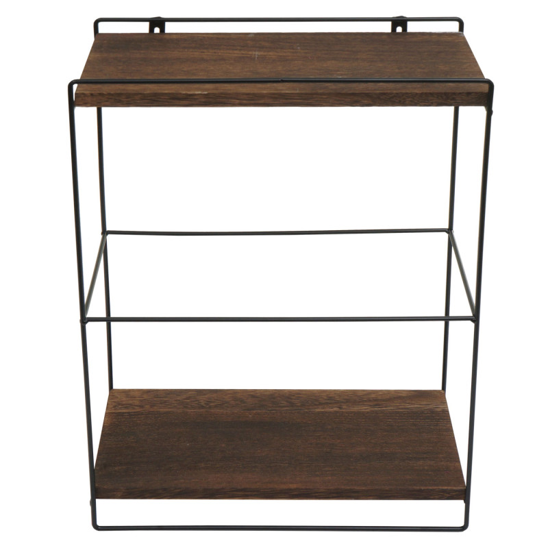 Etagère murale étagère suspendue Etagère de cuisine, bois massif métal industriel 2 étagères 50x35x17cm - brun foncé