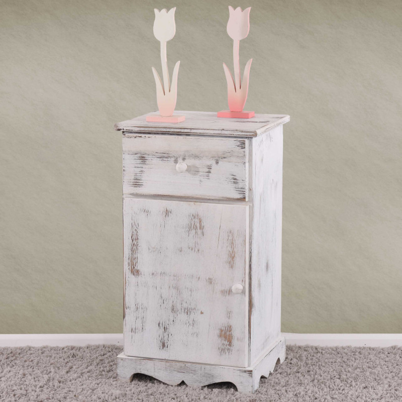 Commode / table d'appoint / chevet / table haute, 35x29x63cm, shabby, vintage, blanc