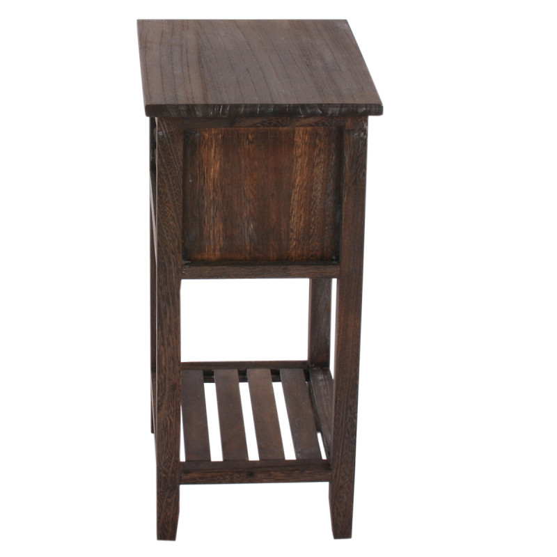 Table d'appoint / chevet, 1 tiroir, 35x27x57cm, shabby, vintage, marron