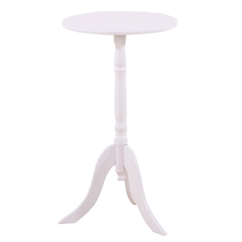Table d'appoint / table basse / guéridon / bout de canapé, H53cm, bois - blanc