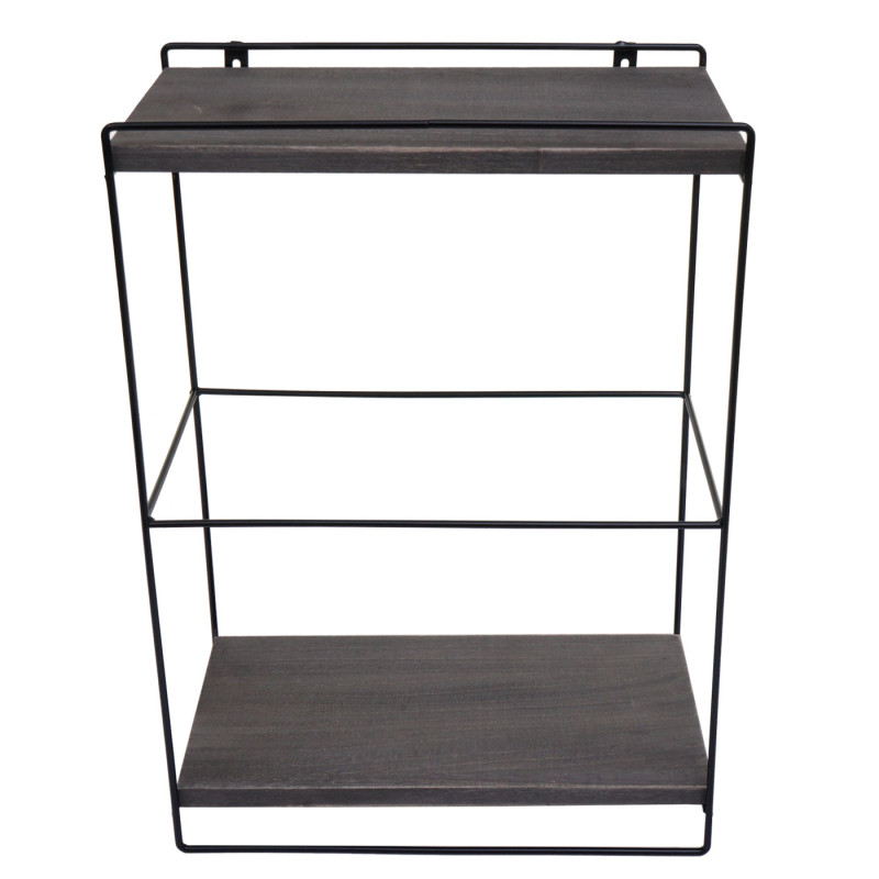 Etagère murale étagère suspendue Etagère de cuisine, bois massif métal industriel 2 étagères 50x35x17cm - gris foncé