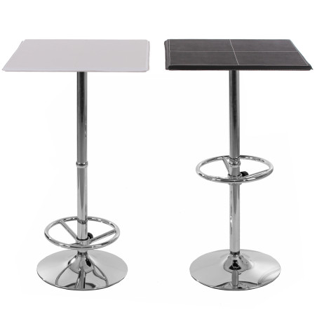 Table de bar / table haute Chicago, avec repose-pied, 63x63x110cm, blanc