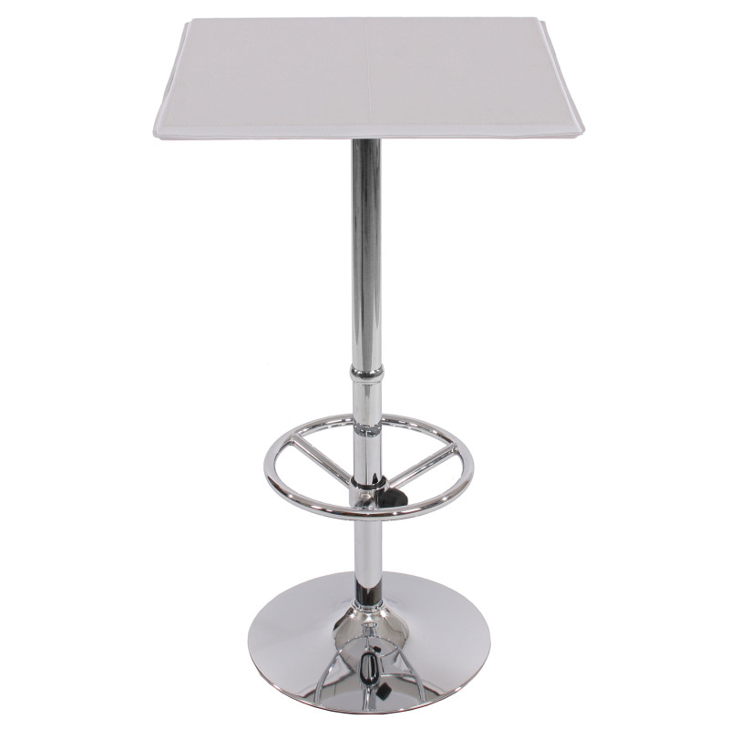 Table de bar / table haute Chicago, avec repose-pied, 63x63x110cm, blanc