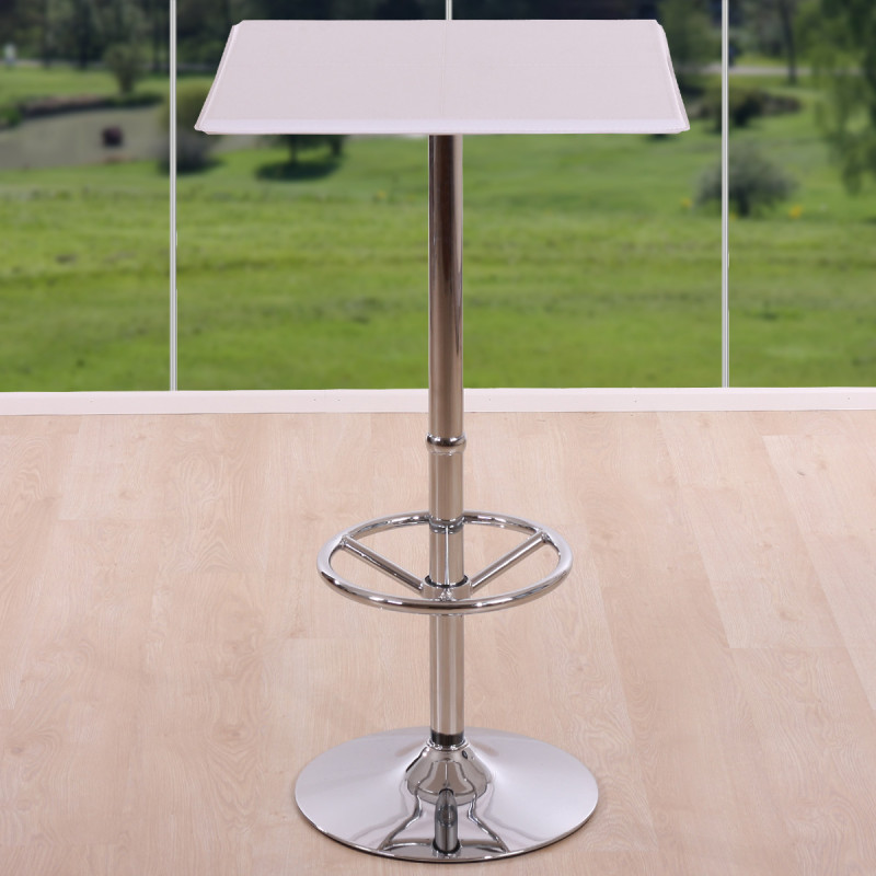 Table de bar / table haute Chicago, avec repose-pied, 63x63x110cm, blanc