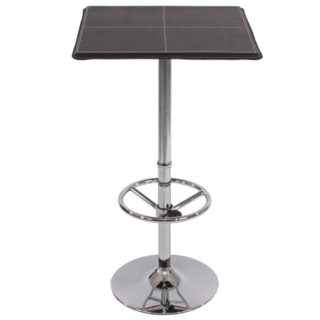 Table de bar / table haute Chicago, avec repose-pied, 63x63x110cm, noir