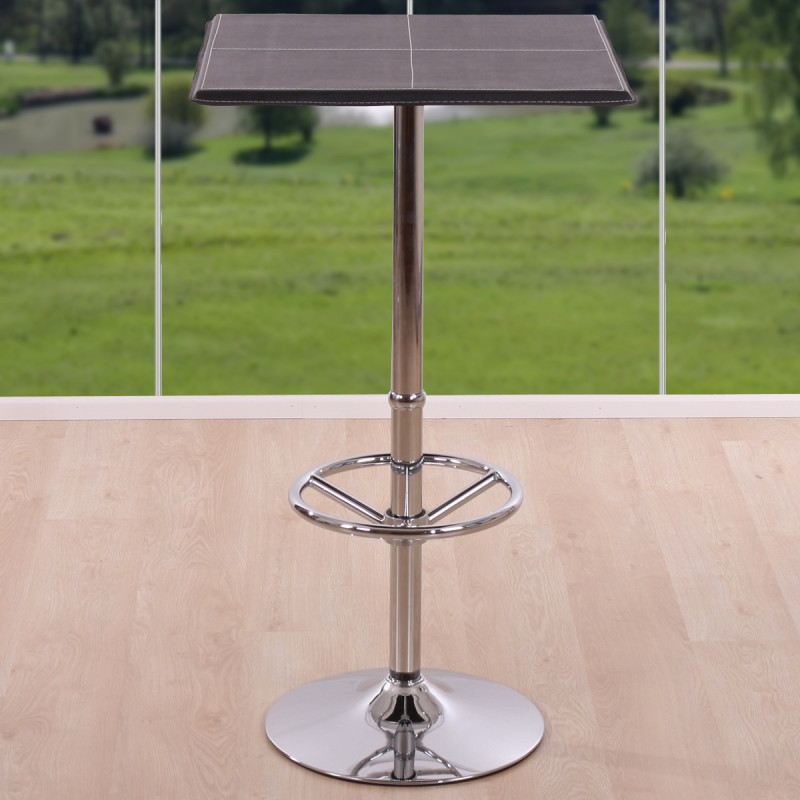 Table de bar / table haute Chicago, avec repose-pied, 63x63x110cm, noir