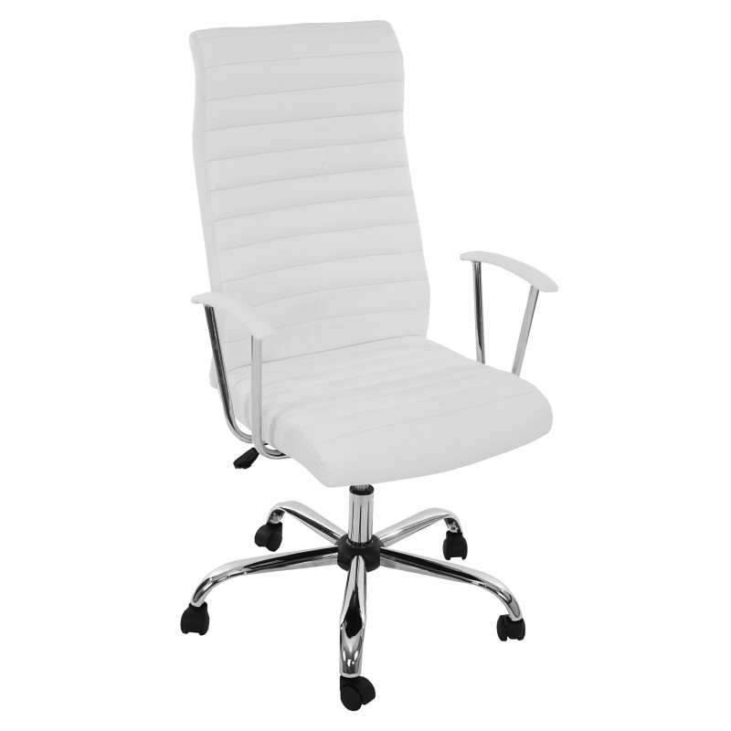 Fauteuil/chaise de bureau Cagliari, ergonomique, simili-cuir, blanc
