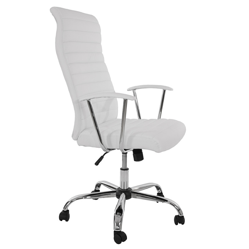 Fauteuil/chaise de bureau Cagliari, ergonomique, simili-cuir, blanc