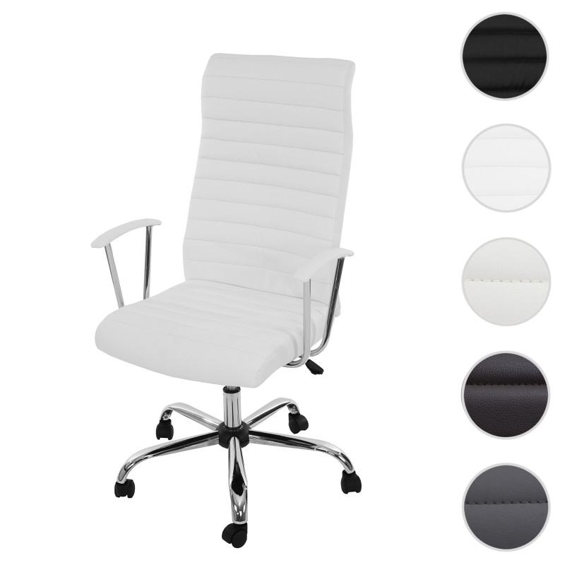 Fauteuil/chaise de bureau Cagliari, ergonomique, simili-cuir, blanc