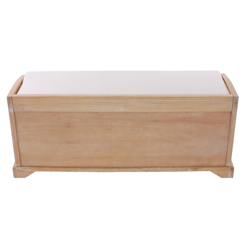 Banc / banquette Bienne, boîte de rangement, 3 paniers, treillis en rotin kubu, 112x46x37cm - clair