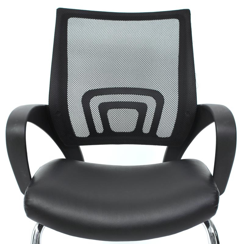 Lot de 2 chaises de conférence / réunion Ancona, simili-cuir, noir