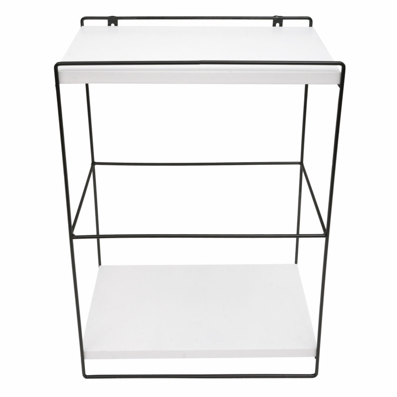 Etagère murale étagère suspendue Etagère de cuisine, bois massif métal industriel 2 étagères 50x35x17cm - blanc