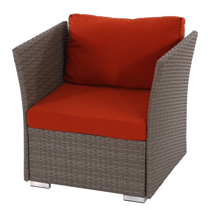 Fauteuil de jardin Siena polyrotin pr milieu gastronomique - gris, coussins bordeaux