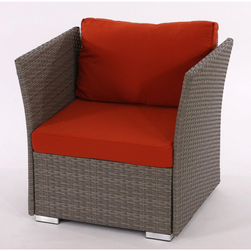 Fauteuil de jardin Siena polyrotin pr milieu gastronomique - gris, coussins bordeaux