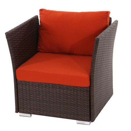 Fauteuil de jardin Siena polyrotin pr milieu gastronomique - brun foncé, coussins bordeaux