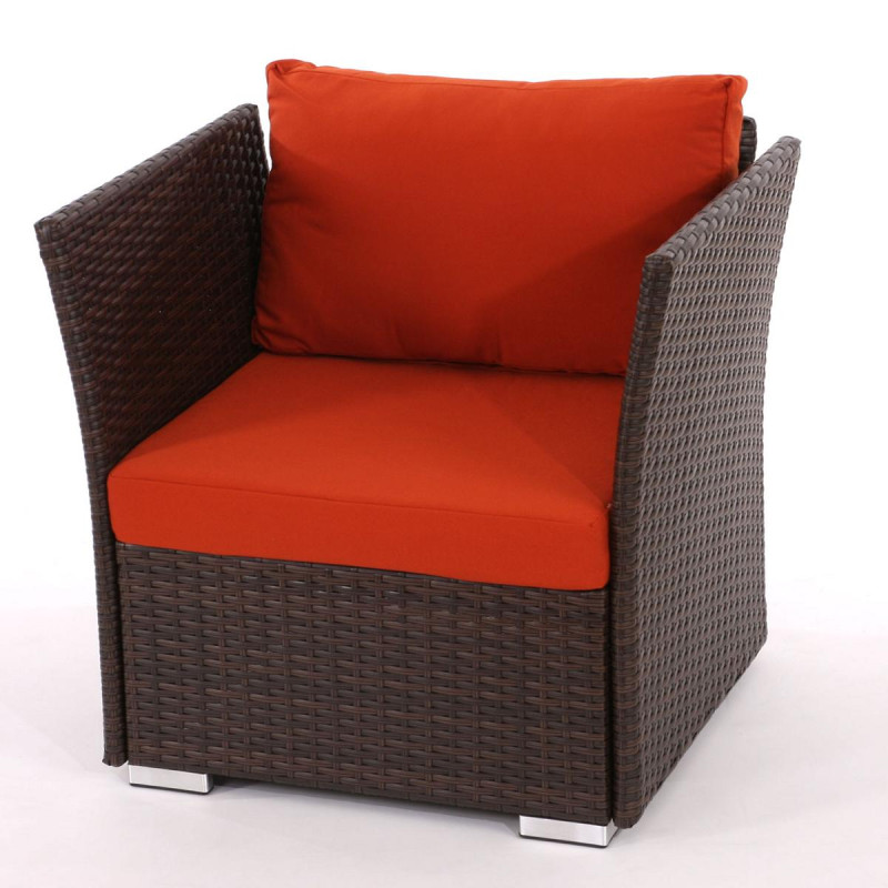 Fauteuil de jardin Siena polyrotin pr milieu gastronomique - brun foncé, coussins bordeaux