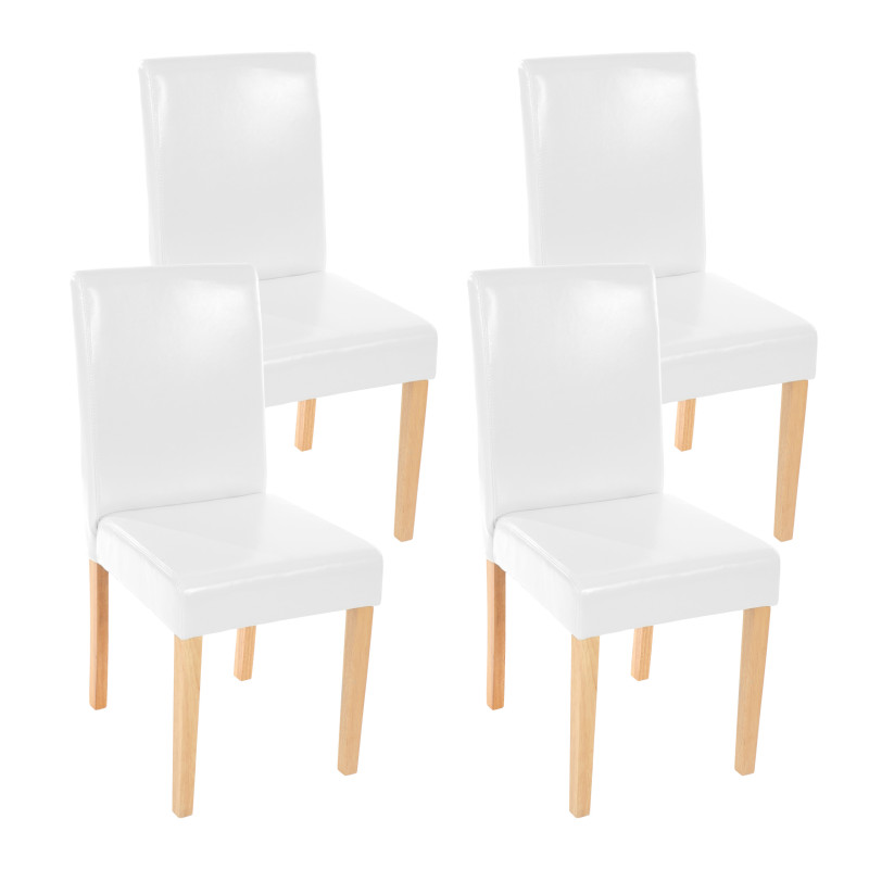 Lot de 4 chaises de séjour Littau - simili-cuir, blanc, pieds clairs